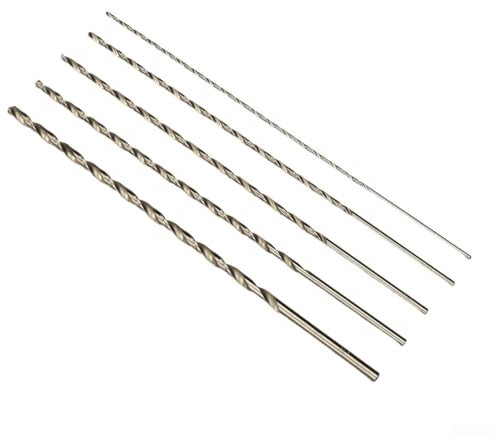 HSS Drill Bit Set of 5 200mm Extra Long Bits for Metal and Wood Drilling Applications