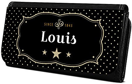 Geldbörse mit Namen Louis - Design Retro Wappen - Brieftasche, Geldbeutel, Portemonnaie, personalisiert für Damen und Herren