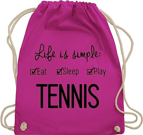 Turnbeutel Rucksack - Tennisspieler Geschenk - Life is simple Tennis - Unisize - Fuchsia - für tennisfans tennisrucksäcke sport stoffrucksack tennistasche 25. geburtstag stoffbeutel tennistaschen