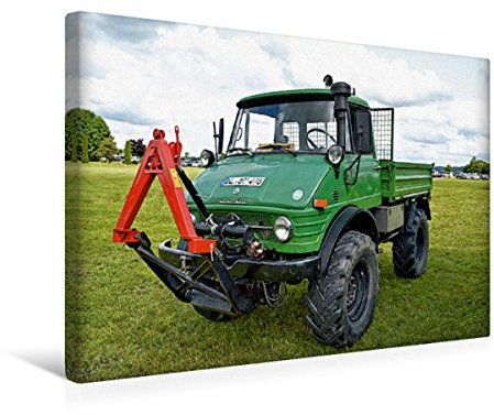 Premium Textil-Leinwand 45 x 30 cm Quer-Format Unimog mit Frontanbau | Wandbild, HD-Bild auf Keilrahmen, Fertigbild auf hochwertigem Vlies, Leinwanddruck von Günther Geiger
