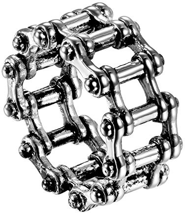 JewelryWe Schmuck Biker Herren-Ring Edelstahl Fahrradkette Punk Rock Motorrad-Style Band Ring für Männer Silber/Gold/Schwarz