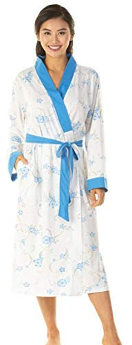 Ladies Luxury Jersey Polycotton Long Dressing Gown UK 10-24 (10/12, Blue)