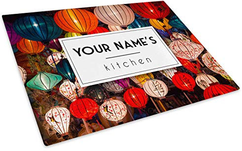 Personalised Glass Chopping Board Worktop Saver 40x30cm Add Your Own Text!