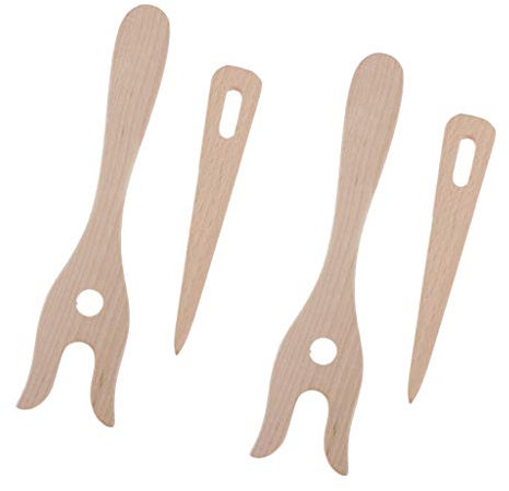 P Prettyia 4 Pcs Strickgabel aus Holz, Strick Gabel Stricken Handarbeit