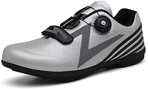 Bike Shoes Cycling Shoes Breathable Unisex Outdoor Sports Mountain Bike Lock-Free Bicycle Shoes Road Racing Shoes (4,Gray)