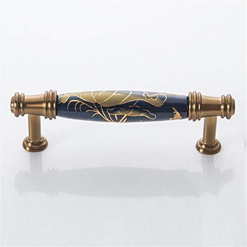 Geeyu ZHaonan European Antique Furniture Handles - Navy Blue Ceramic Drawer Pulls, Door Handles, Kitchen Cabinet Knobs and Hardware (Color: CZ 2087 96)