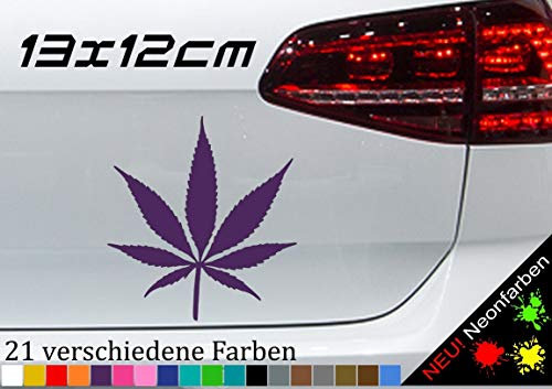 Cannabis Aufkleber Blatt 13x12cm Liebe Marihuana Reefer Mary Jane 420 Rauch JDM in 21 Farben