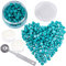 craspire 210 pièces Ensemble de Perles de Cire à Cacheter Kit de Perles de Sceau de Cire avec 1 cuillères à Fondre et 2 Bougies Chauffe-Plat pour Cachet de Cire Lettre Cadeau de Mariage (Turquoise)