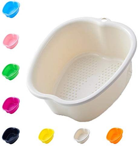 Cuenco grande de plástico para spa y pedicura, para pedicura, para pedicura, desintoxicación y masaje, perfecto para remojar tus pies, uñas y tobillos (White) (White)