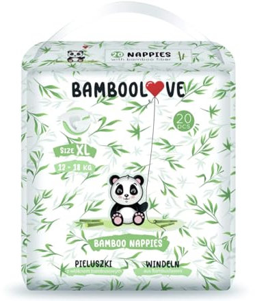 Bamboolove Windeln mit Bambusfaser, Größe XL, 12–18 kg, 20 Stück