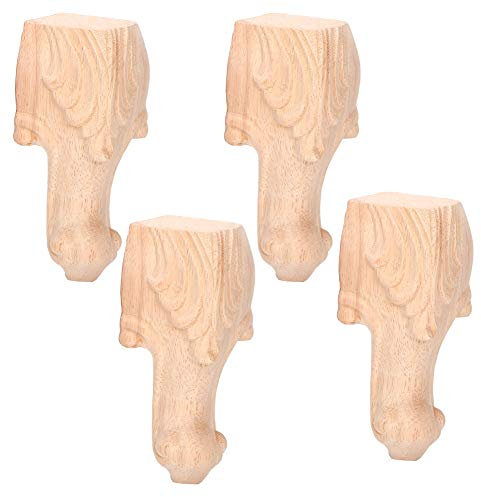 Tyenaza Schrankbeine, 4 Stück Geschnitzte Schrankbeine, Geschnitzte Tischfuß Möbelbeine Sofafüße im europäischen Stil Holzschnitzerei Ecke Applique Wohnmöbel Dekor(15 * 6cm)