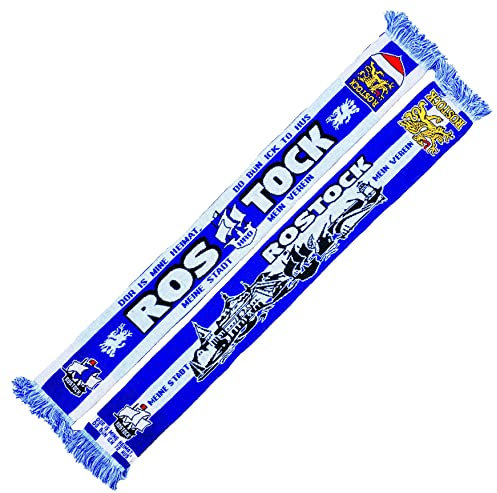 Generisch Rostockschal, Rostock Schal Skyline (Strickschal), Blaun, Weiß, 145cm x 17 cm