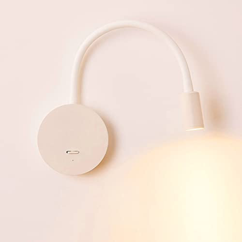 WRMING Lampe Murale LED a Pile Sans fil Enfant Liseuse Applique Murale Chambre avec Interrupteur USB Rechargeable Orientable Lampe de Lecture Lampe Magnétique pour Couloir Dortoir Cuisine, 4000K,Blanc