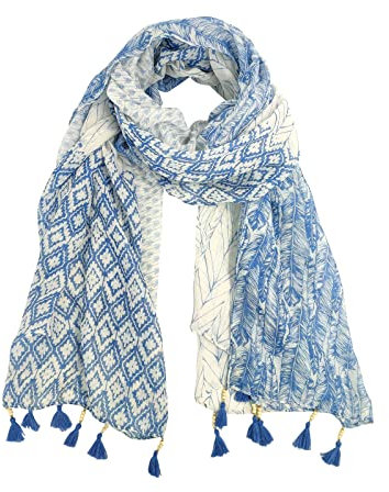 Andiker Sciarpa estiva da donna, sciarpa in seta, per abito da sera, spiaggia di sabbia, matrimonio, Blu, Taglia unica
