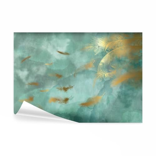 decomonkey Papier Peint Panoramique Plumes 450x315 cm Décoration murale | Tapisserie décorative pour chambre salon, Vent plume nature, moderne