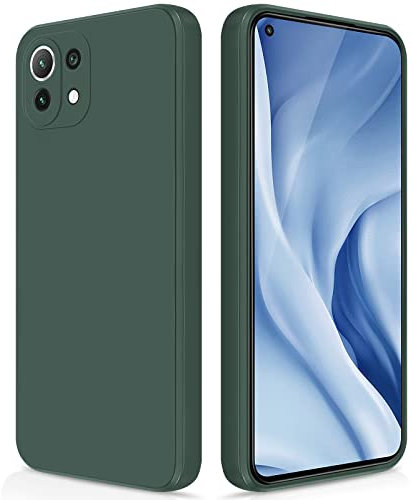 GiiYoon Hülle Kompatibel mit Xiaomi Mi 11 Lite 4G /5G /NE, Hochwertiges Liquid Silicone Case, Rundumschutz Handyhülle, Kratzfestes Weiches Mikrofaserfutter- grün