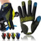 FINGER TEN Fahrradhandschuhe Herren Radsporthandschuhe Vollfinger Atmungsaktiv MTB Handschuhe Gel Stoßdämpfende rutschfeste Mountainbike Handschuhe Unisex (L, Grün Vollfinger)