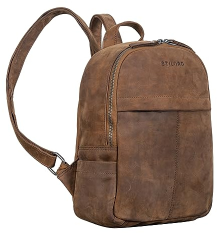 STILORD 'Ajanita' Damen Leder Rucksack Klein Vintage Frauen Daypack City Backpack Elegant Kleiner Lederrucksack Shopping Tagesrucksack Echtleder, Farbe:tarragona - braun