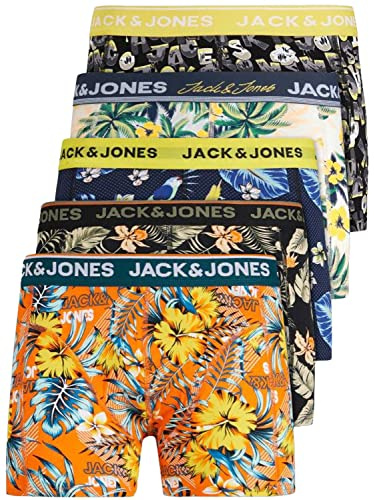 JACK & JONES Herren Unterhosen 5er Set/Pack Sale Männer Marken Boxershorts Weiss schwarz blau grau Shorts Trunks 95% Baumwolle S M L XL XXL (Farb Mix 6 M)
