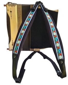 Steirische Harmonika Riemen Profi – Edelweiss Schwarz – gepolsterte, verstellbare Trageriemen für Erwachsene – bequeme Schultergurte – hochwertiges Zubehör für Harmonikaspieler & Tracht