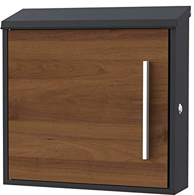 Buzón Montado en la Pared, Buzon Exterior de Metal con Candado, Buzónes de Madera Veteada, Buzones Comunidad - 34,5x10,5x33 cm (Color : Brown)