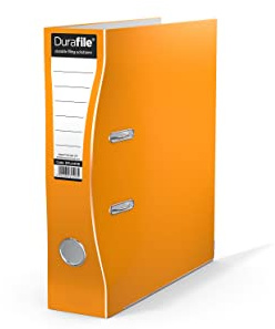 Durafile Lever Arch File, Orange File, 'Ergonomic Curved Spine' Single Folder, Glossy Heavy Duty Board Construction with Metal Mechanism, Suitable for A4 Documents, Storage File folders