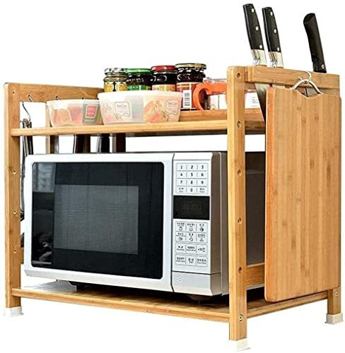 CAZARU Estante de Cocina, Estante de Cocina, Horno microondas de bambú, Olla arrocera, Botella de condimento, Estante de Almacenamiento de 2 Capas, Cocina increíble