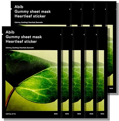 Abib Gummy Sheet Mask Heartleaf Sticker 10 Sheets (Soothing) I Korean Face Mask for Sensitive Skin, Soothing & Redness Relief, Daily Skincare Treatment, K-Beauty Sheet Mask