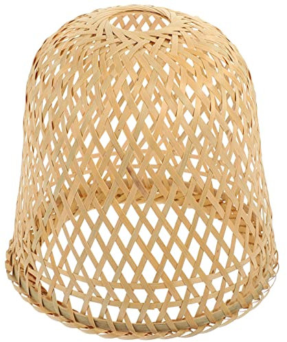 OSALADI Lampenschirm Aus Bambus Kronleuchter Aus Rattan Hängeschirm Aus Weidengeflecht Rattan-lichtschirm Lampenschirm Aus Rattanholz Nachttisch Ländlich Kleiner Bambus Weben