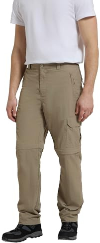 Mountain Warehouse Explore Convertible Mens Trousers - Fast Dry, Fade Resistant, Knee Zips Cargo Trousers, Stretch Casual Bottoms - Spring Summer & Travelling Beige (Regular Length) W34