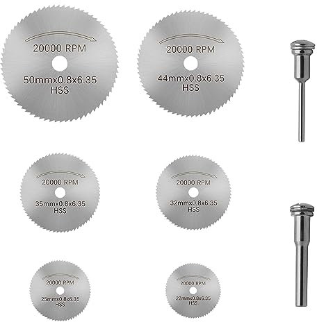 Disques de Coupe pour Outil Rotatif, Lames de Perceuse à Disque, HSS, Mini Lames de scie en acier rapide Circulaire pour la Coupe du bois, Plastique et Métal (8 Pièces)