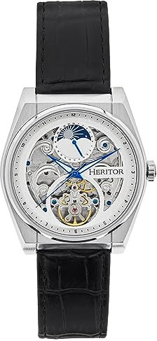 HERITOR Automatische Daxton Skelettuhr - Schwarz/Weiß, HERHS3001