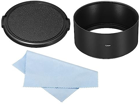 PATIKIL 72mm Lente Parasol, Largo Enfoque Esmerilado Superficie Anti-Reflectante Interior Parasol con Tapa y Limpieza Paño para Cámara Lente, Negro