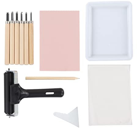Kit Para Hacer Sellos De Goma, Cuchillos Para Tallar, Bloque Para Tallar, Herramientas Para Tallar Sellos Con Rodillos Flexibles, Kit De Herramientas De Inicio De Impresión En Bloque Para Entintar Blo