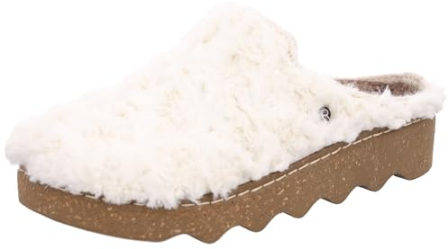Rohde Damen Clog Pantolette Textil Plüsch flauschig weich bequem Foggia-D 6118, Größe:42 EU, Farbe:Weiß