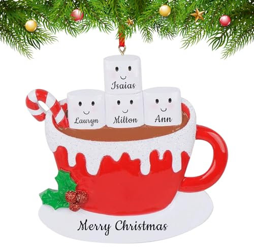 Ornements de Noël personnalisés Famille de 2 à 6, Tasses à café Ornement Familial en polyrésine, 2024 Cadeaux pour Maman, Papa, Grand-mère, Grand-père Décoration familiale