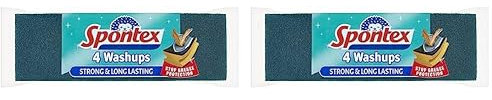 Spontex Washups General Purpose Sponge Scourers, Long Lasting, 4 count (Pack of 2)