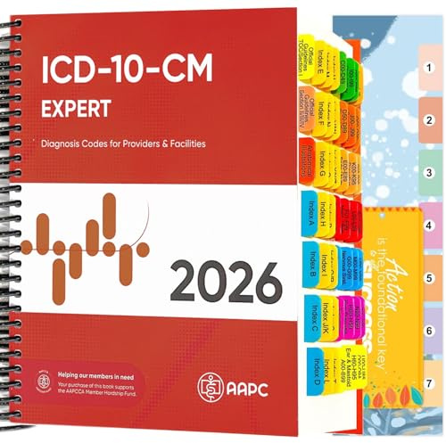 Registerkarten für AAPC Version ICD-10-CM 2025/2024, das komplette offizielle Codebuch (Buch nicht im Lieferumfang enthalten, 56 farbcodierte, transparente PVC-laminierte Tabs, Lesezeichen, 50 ICD-10