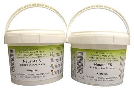 Neusol FS Biologischer Aktivator Klärgrubenbehandlung Bakterien und Enzyme Entfernt Gerüche Verbessert die Filtration Reduziert Entleerung Reinigt Rohre und Fallrohre (FS2, 900, gr)
