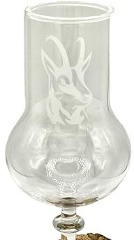 Generic Mundgeblasenes Schnapsglas 4cl ohne Fuß mit Gamsgravur, keine