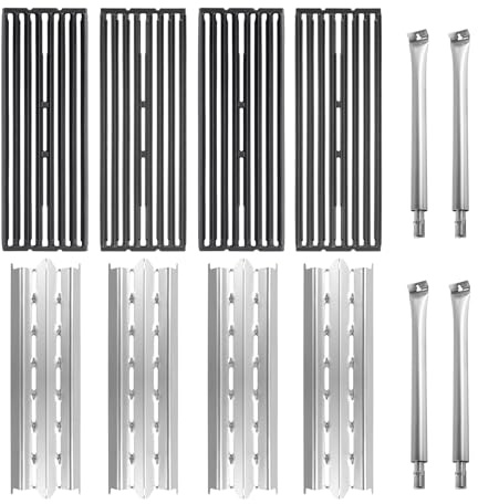 Grillteil-Set für Broil King Baron & Huntington Grill Ersatzteile | 4 Roste/Heizplatten/Brenner für Broil King 9221-64 Baron 320/340/420/440/490 & Huntington 2122-64/67 6020-54/57 Grillteile
