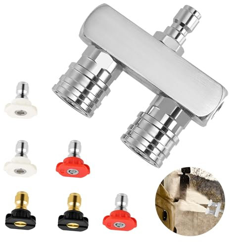Pressure Washer Tips, 5000 PSI Dual High Pressure Washer Nozzle Tips, 1/4'' Quick Connect Pressure Washer Accessories for Cleaning Car Brick Patio, With 6 Pack Pressure Washer Spray Nozzles