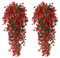 RECUTMS 2 Pack Artificial Greenery Plastic Flower Fake Hanging Plant Vines Plants UV Resistant for Outdoor Home Garden Wall Office Wedding Party Basket Decoration (Red)