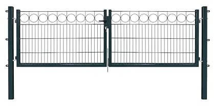Dekor Doppeltore EXCLUSIVE in den Ausführungen Karo & Ring für Stabmattenzäune - Drahtstärke: 6/5/6 mm - mit Zierornamenten (RING, Anthrazit, B 300 x H 80 cm)