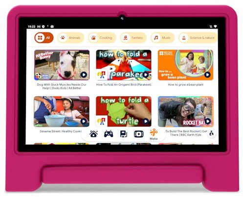 ApoloSignage Tablette pour enfants, tablette Android 13 10,1 pouces pour enfants, stockage extensible, batterie longue durée, WiFi, Bluetooth, étui anti-chute, affichage HD, pour