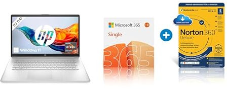 HP Laptop / 17.3 Inch FHD Display / 16GB DDR4 RAM / 512GB SSD+ Microsoft 365 Single | 12+3 Months, 1 User + Norton 360 Deluxe | 15 Months with Automatic Extension, 5 Devices