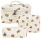 Rockreyoa Reise Kosmetiktasche Coquette Kosmetiktasche aus Baumwolle Groß Make Up Tasche Organizer mit Bürstenfach Kawaii Kulturbeutel Blumen Gesteppte Kulturtasche Bär #2 19 * 8 * 6cm