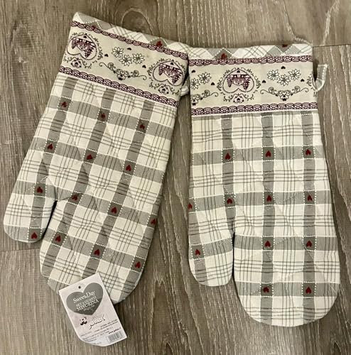 Galtex by Daunex Set di 2 guantoni da forno con motivi tirolesi, modello Misurina - Tirolesi - Tirolo - shabby
