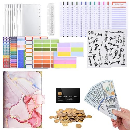 Refillable Notebook Binder, A6 Budget Binder Organizer, Money Binder with Magnetic Buckle Closure, Refillable Organizer for Storing Pens, Cards, and Notes