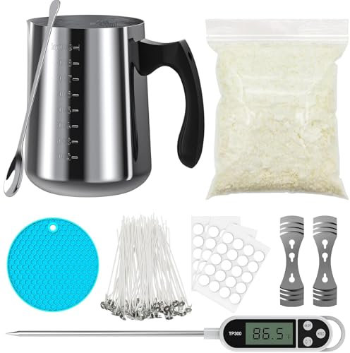 sevkumz Candle Making Kit for Adults/Beginners DIY with 900ml Stainless Steel Pot, Natural Soy Wax, Cotton Wicks, Tools & Thermometer
